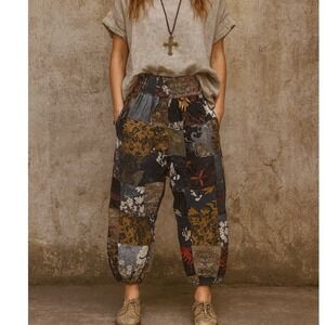 Jaded Gypsy Women's Patchwork Harem‎ Pants Boho Art to Wear Lagenlook- One Size